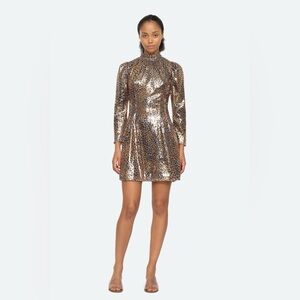 Sea‎ New York Leo Gold Sequin Animal Print Dress, Size 8